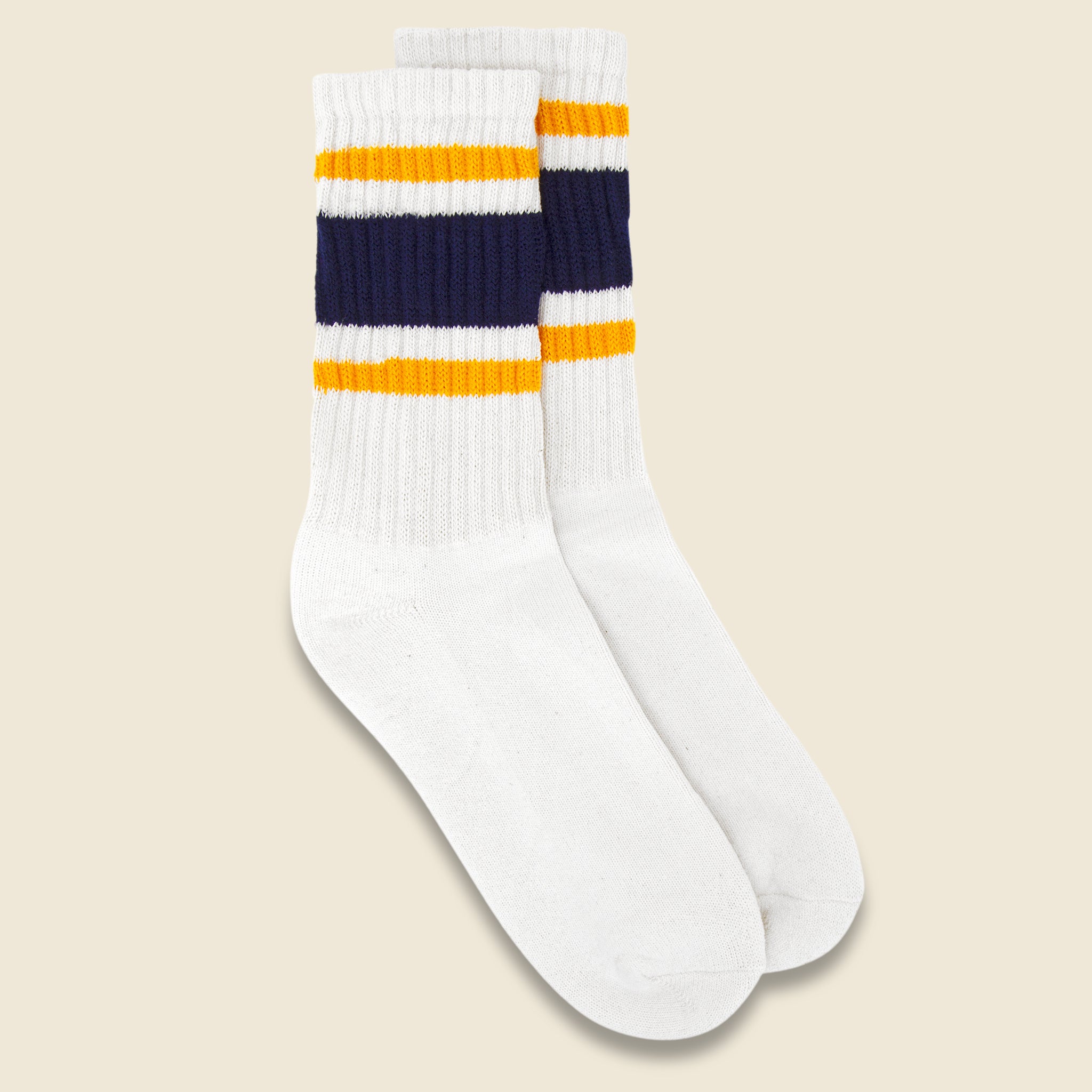 Retro Stripe Crew Sock - Navy/Gold - American Trench - STAG Provisions - Accessories - Socks