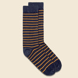 Classic Breton Stripe Sock - Navy/Gold - American Trench - STAG Provisions - Accessories - Socks