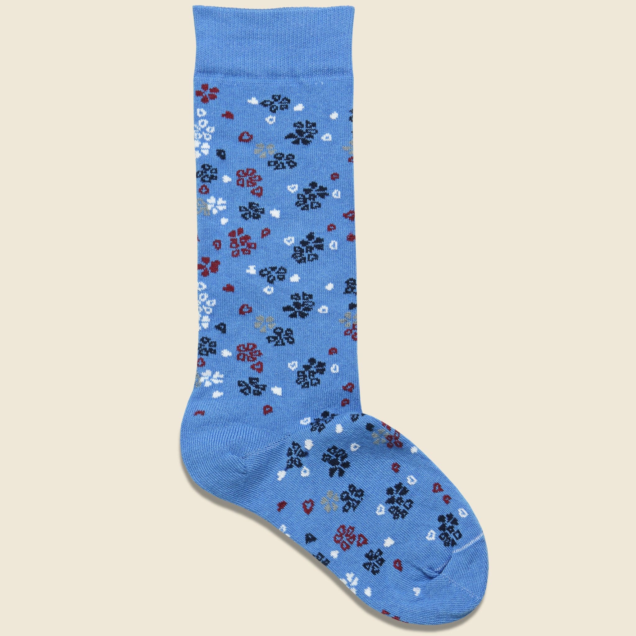 Supima Cotton Floral Sock - Powder Blue - American Trench - STAG Provisions - Accessories - Socks