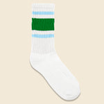Retro Stripe Sock - Sky Blue / Green - American Trench - STAG Provisions - Accessories - Socks