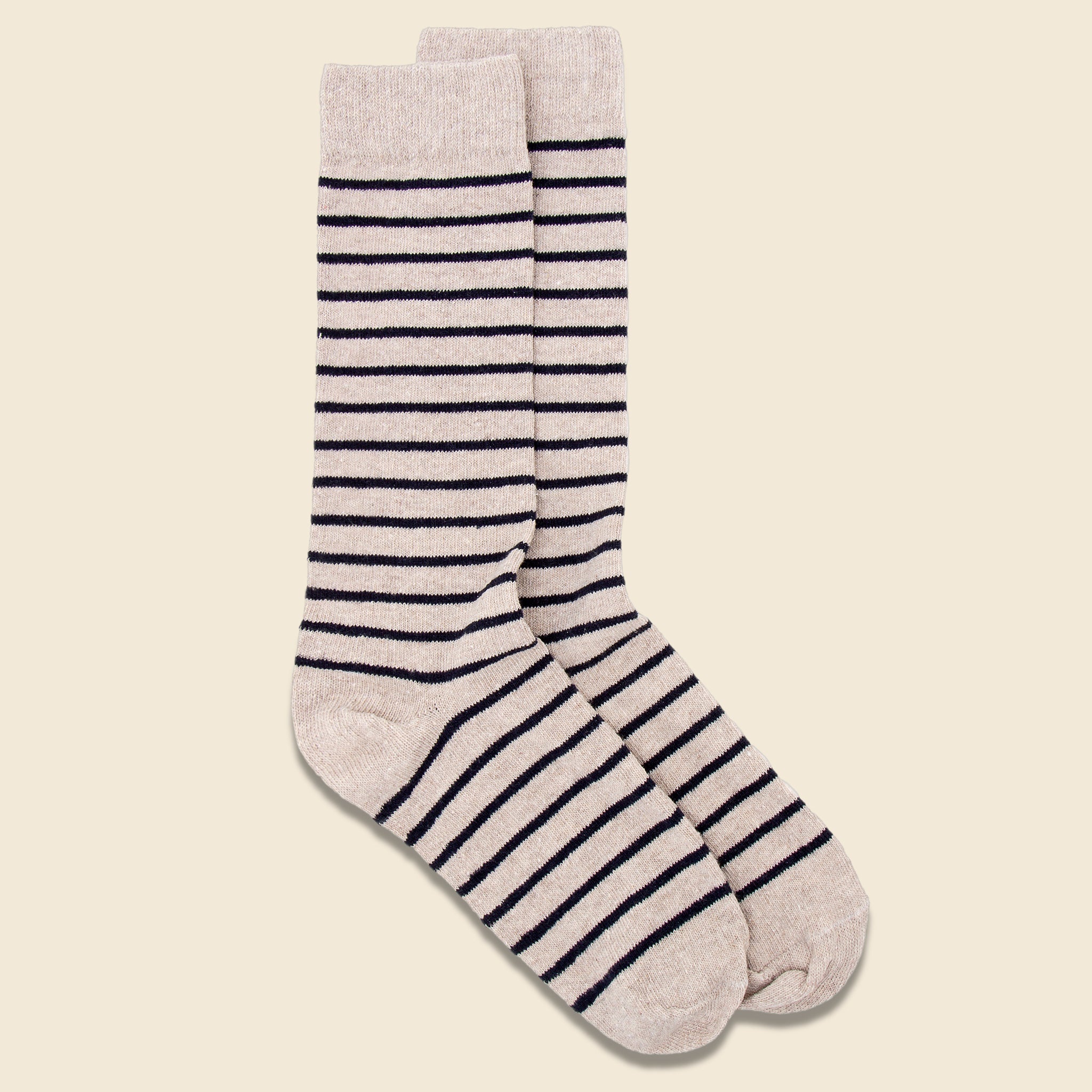 Classic Breton Stripe Sock - Linen/Navy - American Trench - STAG Provisions - Accessories - Socks