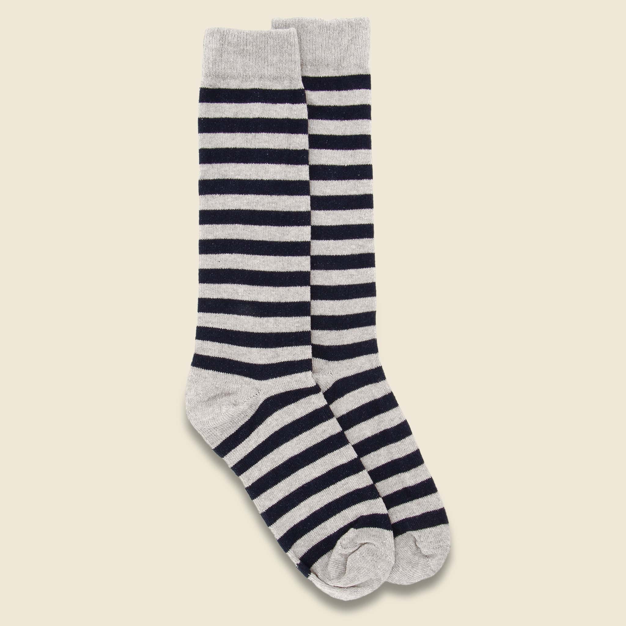Stripe Sock - Linen/Navy - American Trench - STAG Provisions - Accessories - Socks