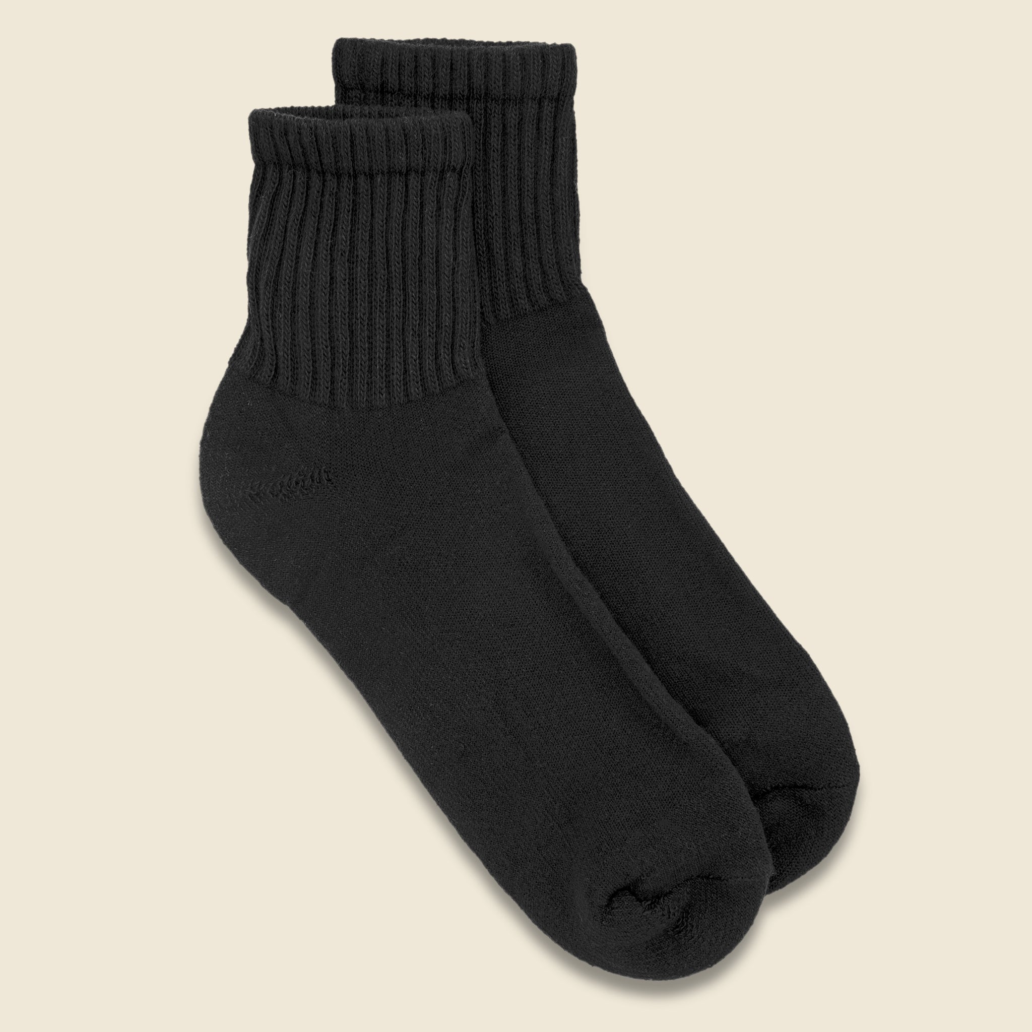 Retro Solid Quarter Crew Sock - Washed Black - American Trench - STAG Provisions - Accessories - Socks