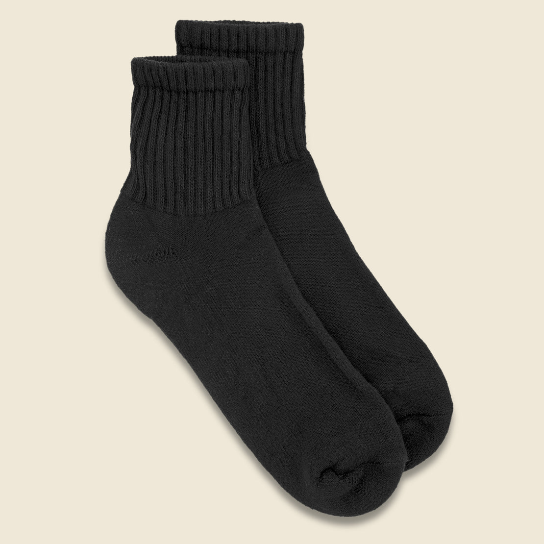 American Trench Retro Solid Quarter Crew Sock - Washed Black
