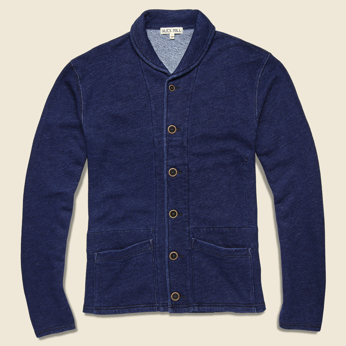 French Terry Shawl Collar Jacket - Indigo