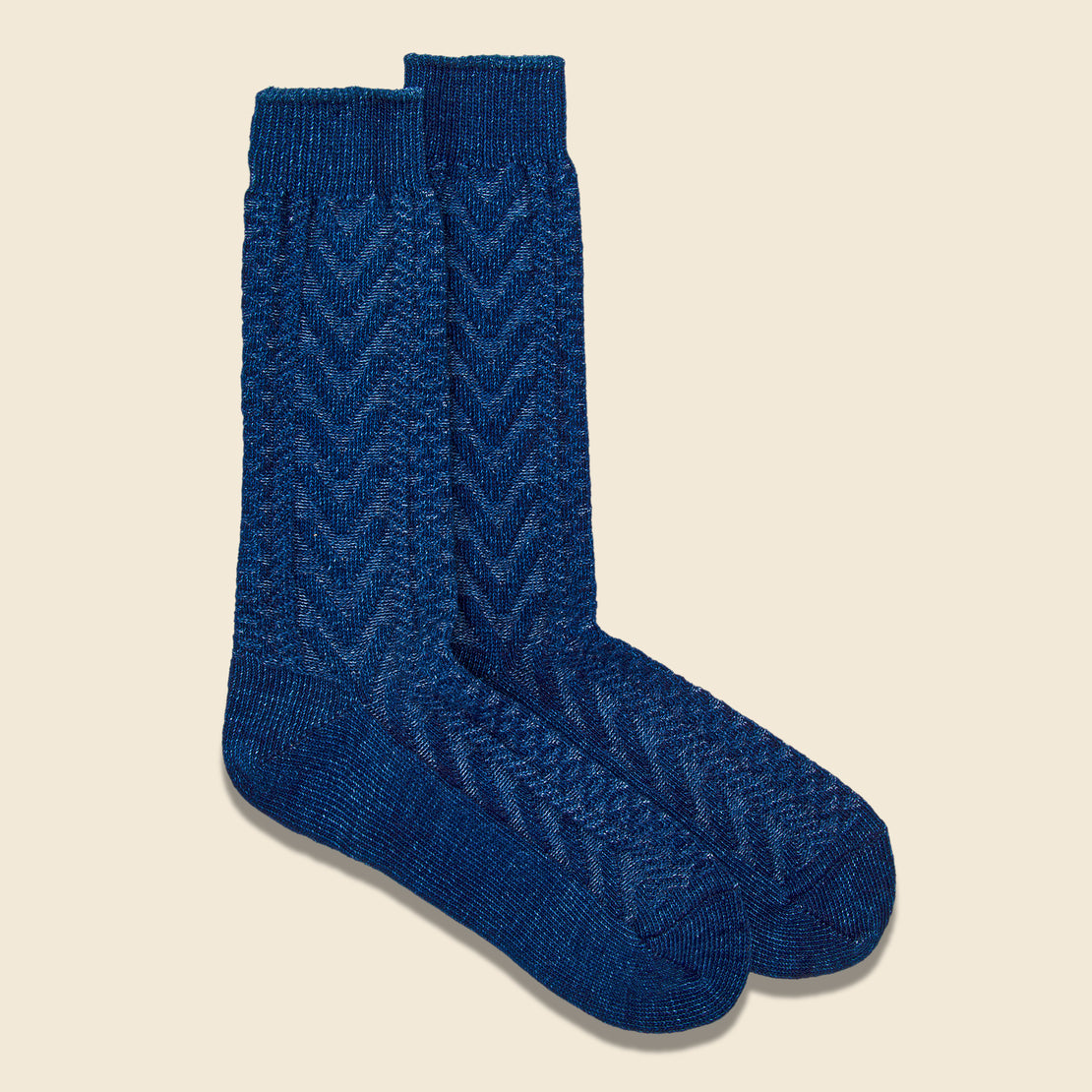 Indigo Cable Knit Sock - Navy - Anonymous Ism - STAG Provisions - Accessories - Socks