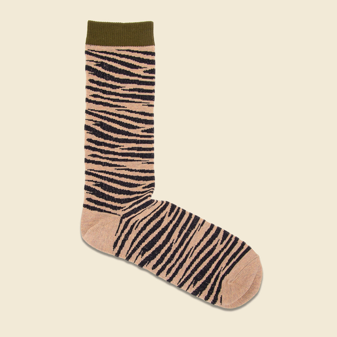 Anonymous Ism Crew Sock - Olive Zebra