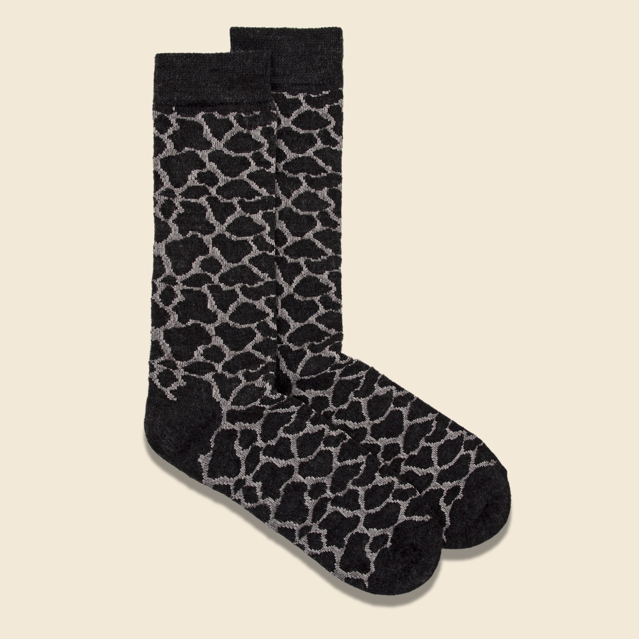 
                          Brushed Animal Pattern Crew Sock - Charcoal Grey - Anonymous Ism - STAG Provisions - Accessories - Socks
                        