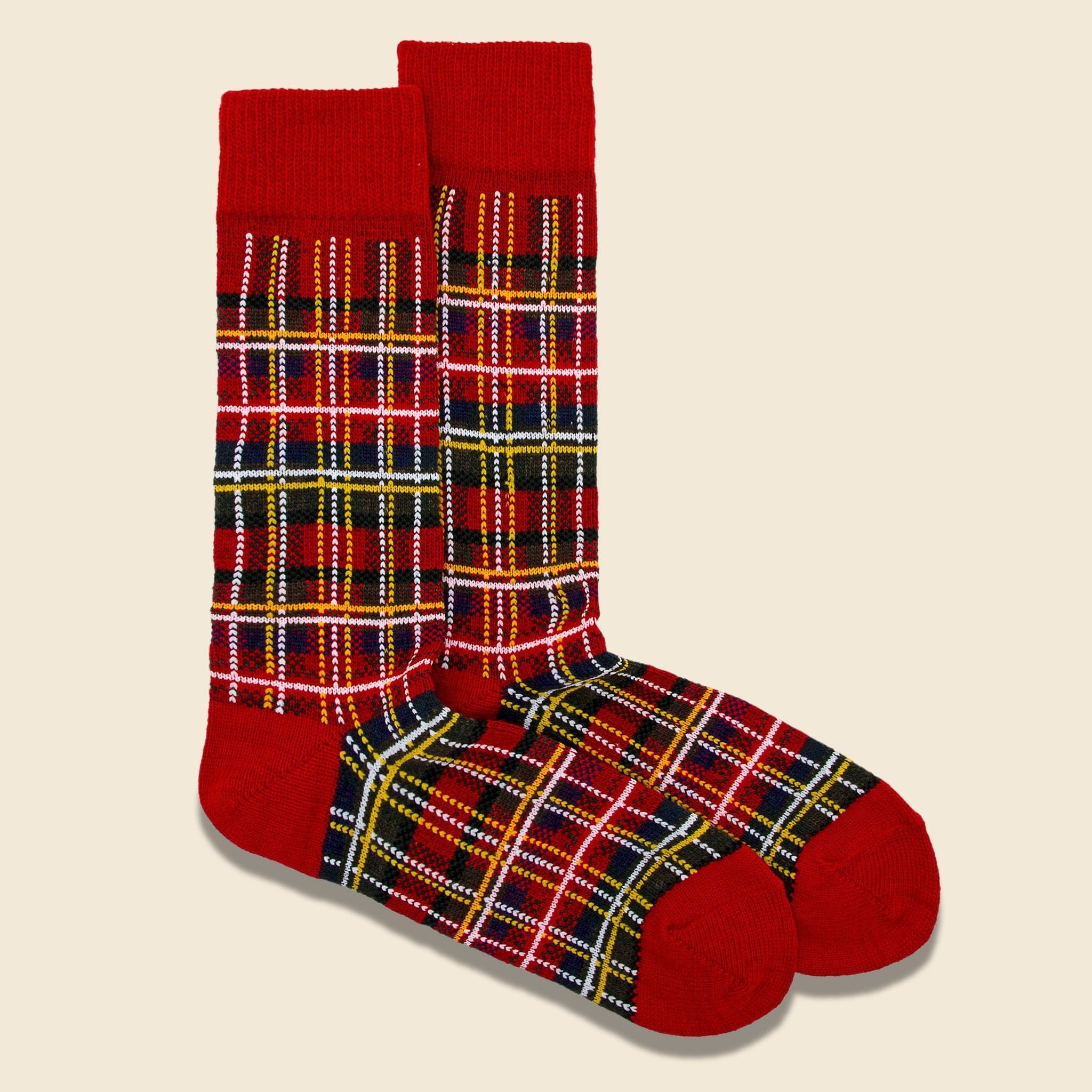 
                          Wool Check Crew Sock - Red - Anonymous Ism - STAG Provisions - Accessories - Socks
                        