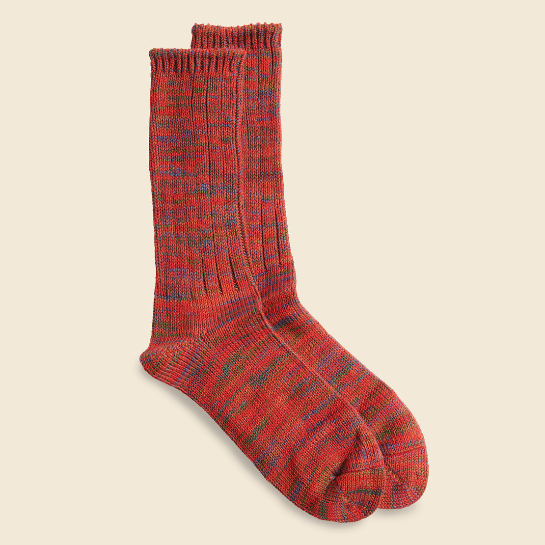 5 Color Mix Crew Sock - Red