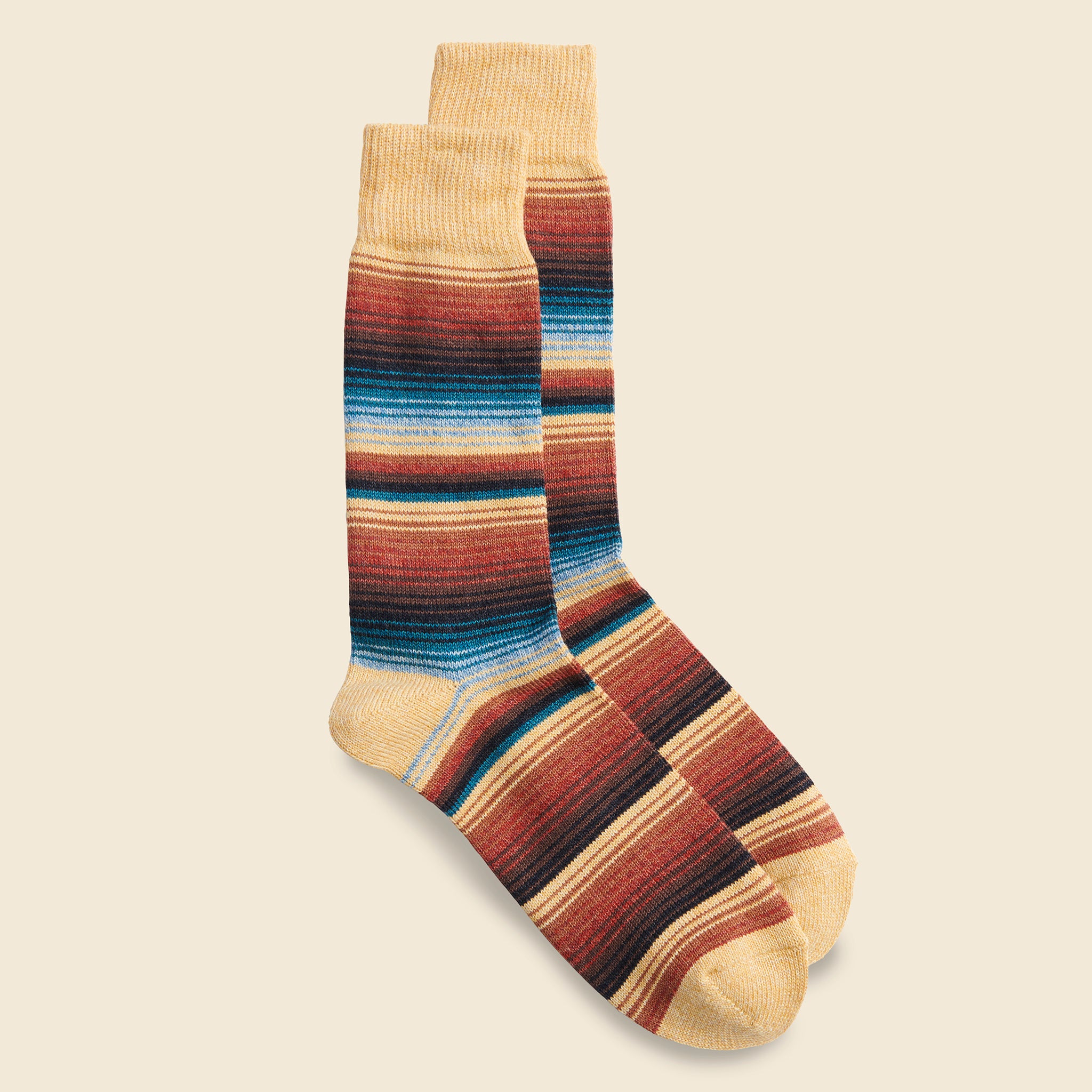 Blanket Stripe Crew Sock - Mustard - Anonymous Ism - STAG Provisions - Accessories - Socks