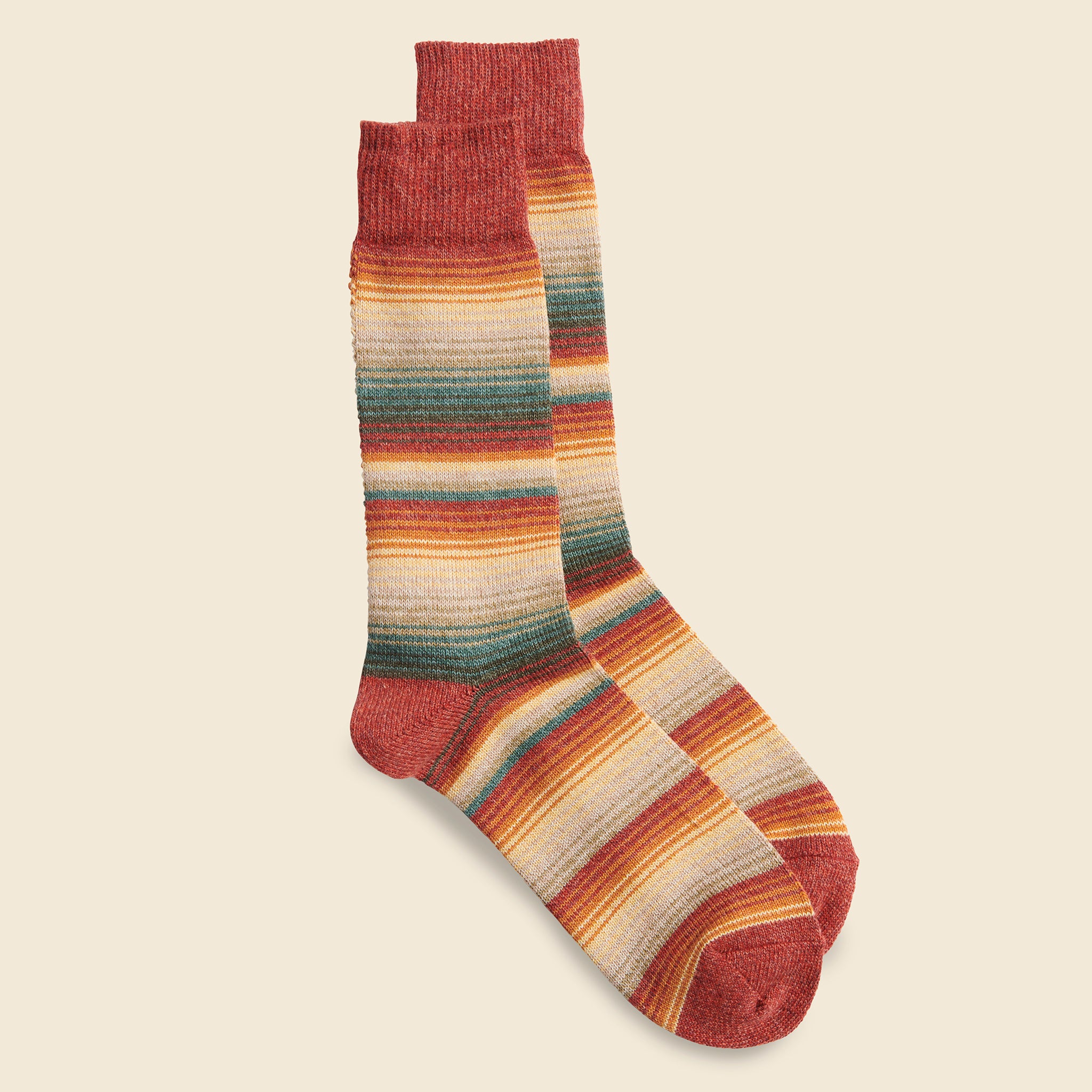 Blanket Stripe Crew Sock - Red - Anonymous Ism - STAG Provisions - Accessories - Socks