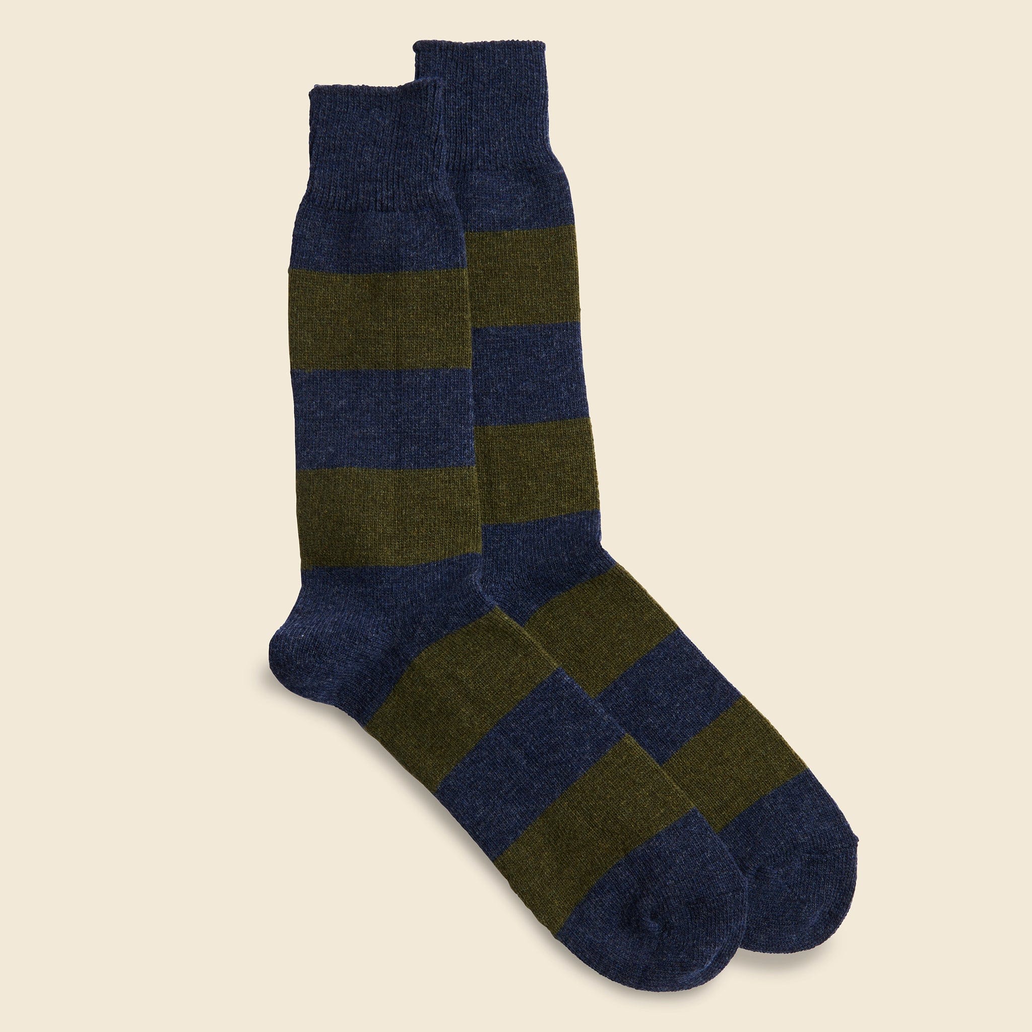 
                          Wool Cashmere Stripe Crew Sock - Indigo - Anonymous Ism - STAG Provisions - Accessories - Socks
                        