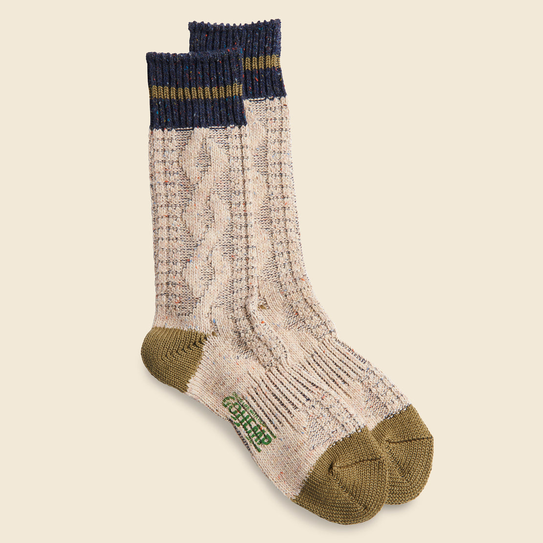 Go Hemp Cable Stripe Crew Sock - Beige - Anonymous Ism - STAG Provisions - Accessories - Socks
