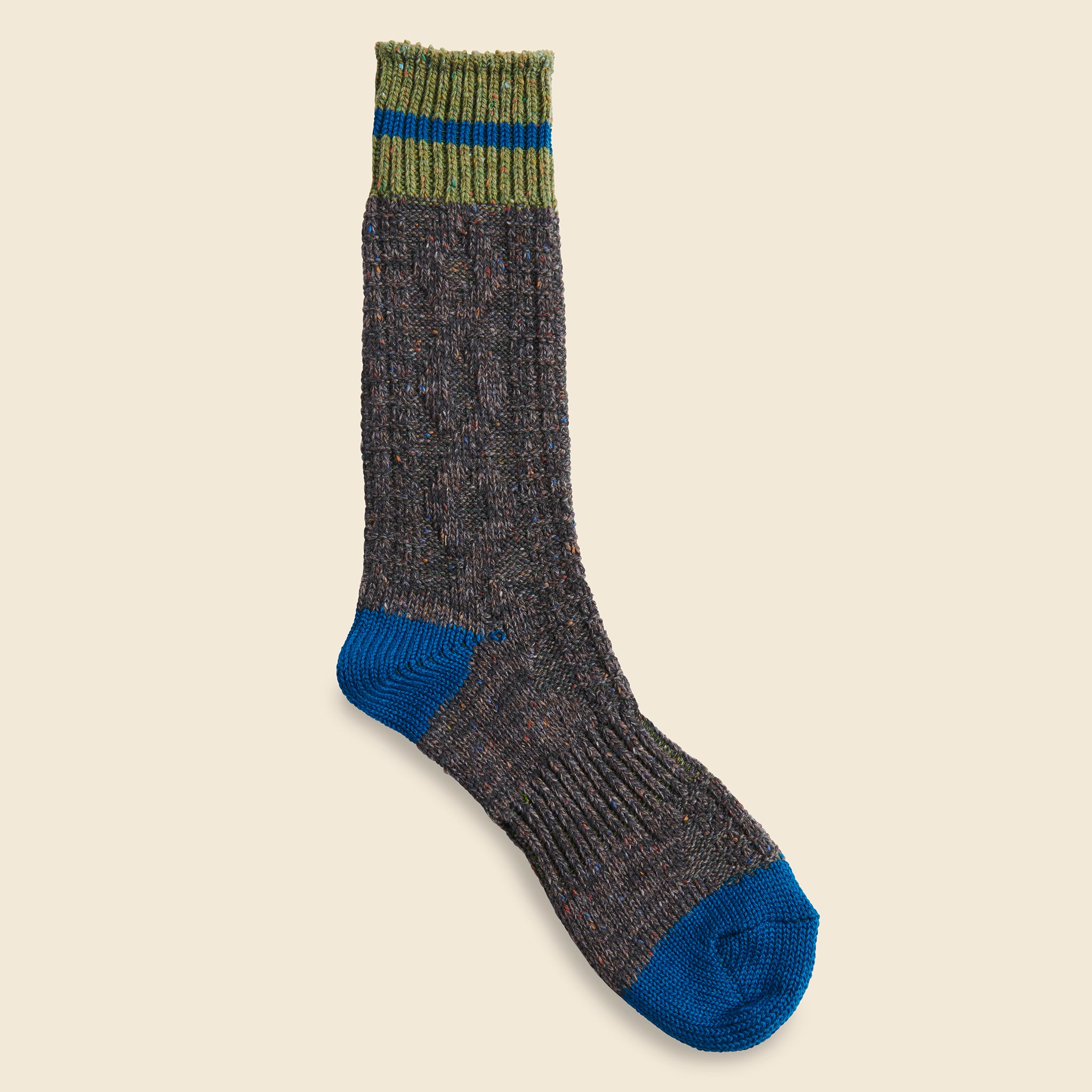 Go Hemp Cable Stripe Crew Sock - Charcoal - Anonymous Ism - STAG Provisions - Accessories - Socks