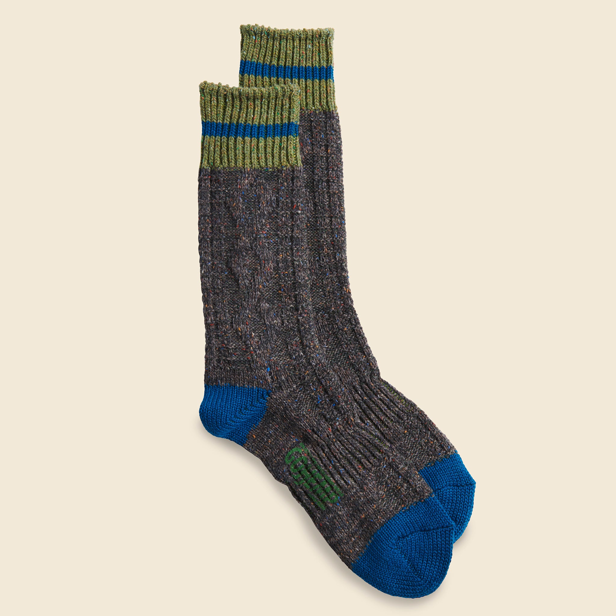 Go Hemp Cable Stripe Crew Sock - Charcoal - Anonymous Ism - STAG Provisions - Accessories - Socks