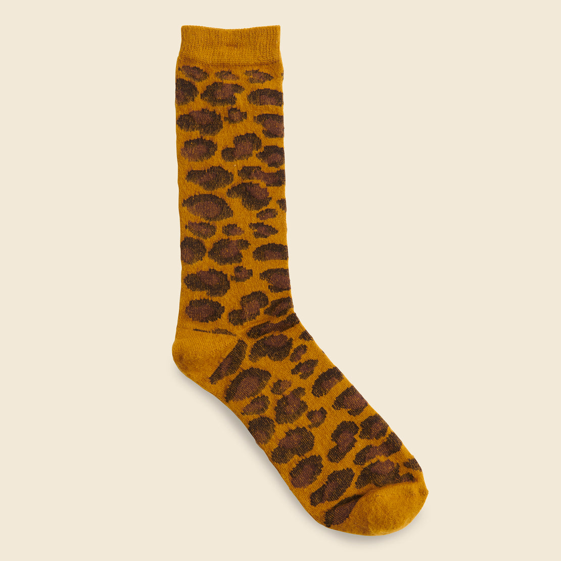 Anonymous Ism Brushed Animal Pattern Crew Sock - Mustard