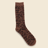 Brushed Animal Pattern Crew Sock - Brown - Anonymous Ism - STAG Provisions - Accessories - Socks