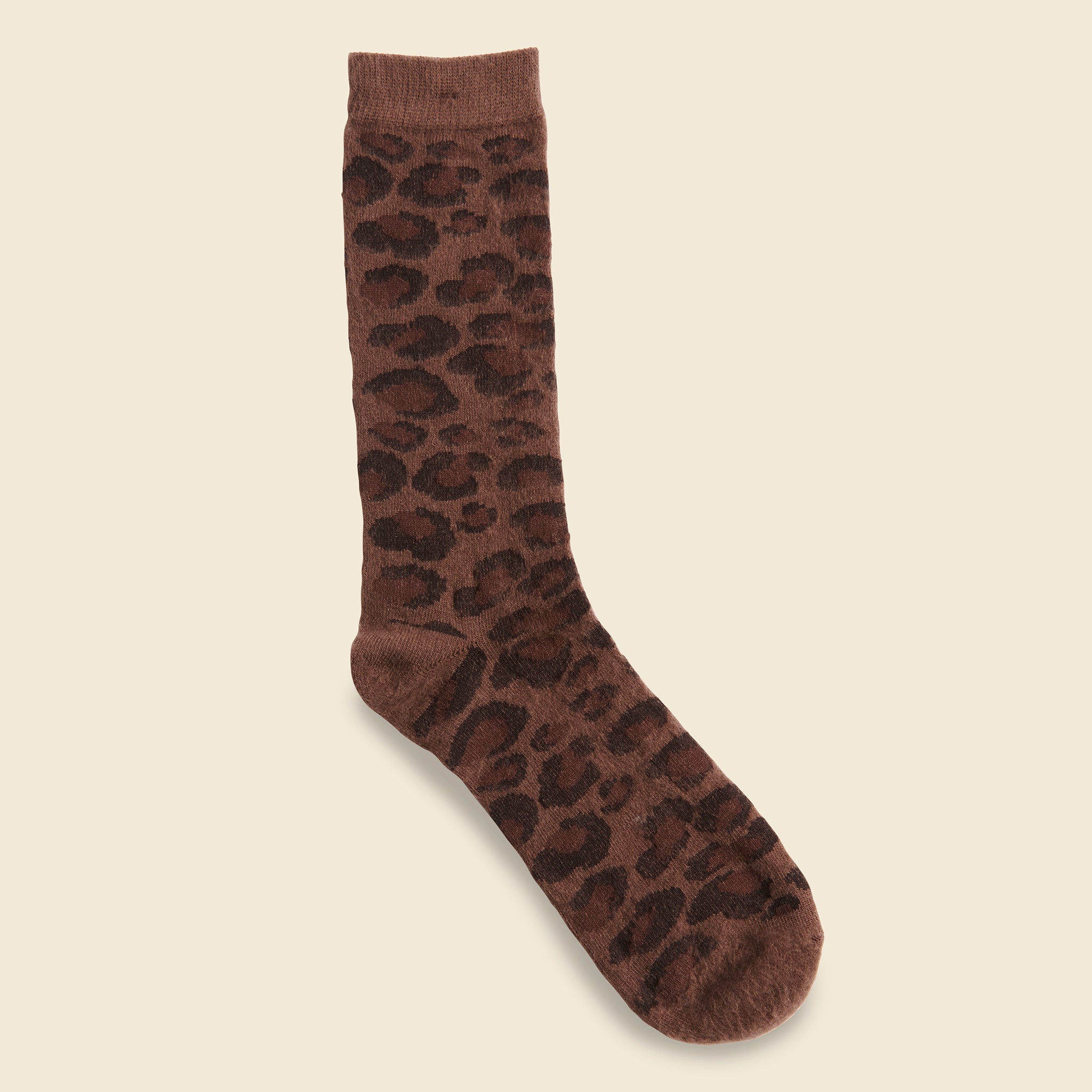 Brushed Animal Pattern Crew Sock - Brown - Anonymous Ism - STAG Provisions - Accessories - Socks