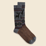 Wool Deer Snow Jacquard Crew Sock - Medium Grey - Anonymous Ism - STAG Provisions - Accessories - Socks