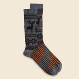 Wool Deer Snow Jacquard Crew Sock - Medium Grey - Anonymous Ism - STAG Provisions - Accessories - Socks