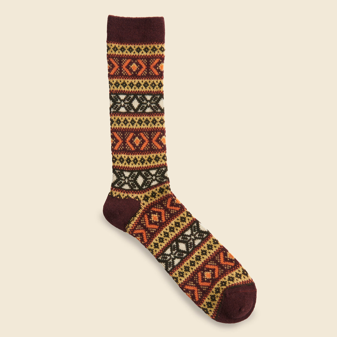 Anonymous Ism Wool Jacquard Crew Sock - Brown