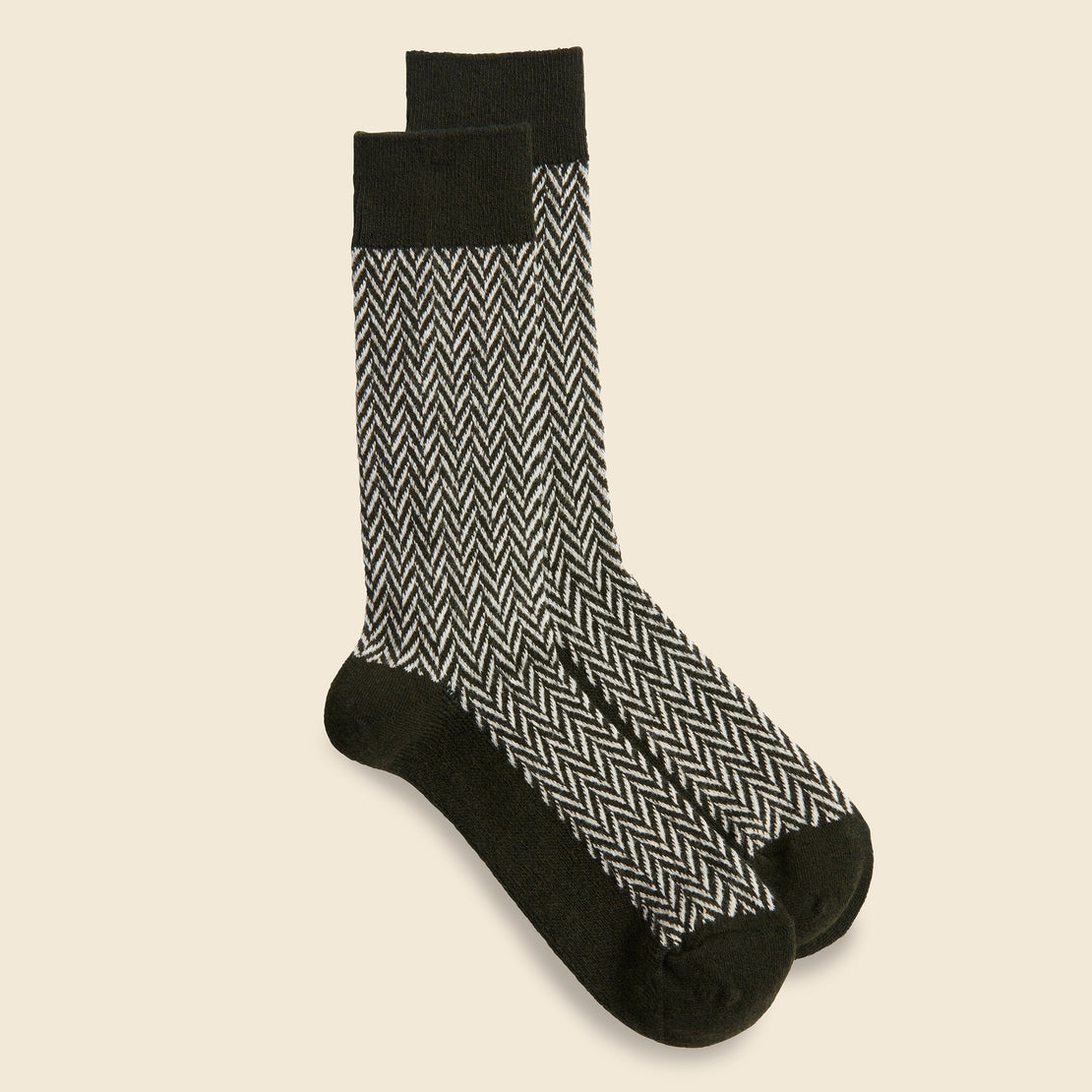 Wool Herringbone Crew Sock - Khaki - Anonymous Ism - STAG Provisions - Accessories - Socks