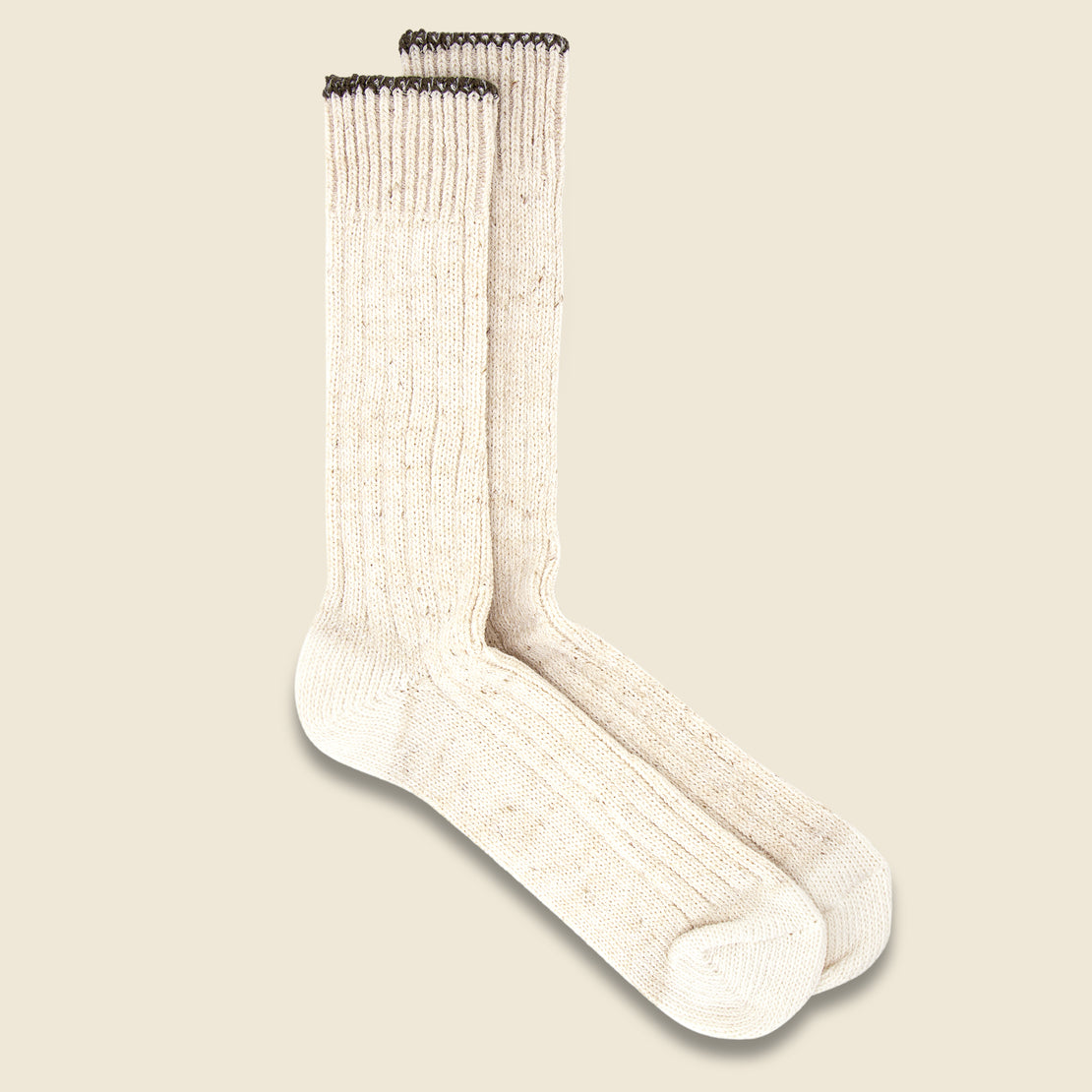 Anonymous Ism Boucle Nep Trim Crew Sock - Off White