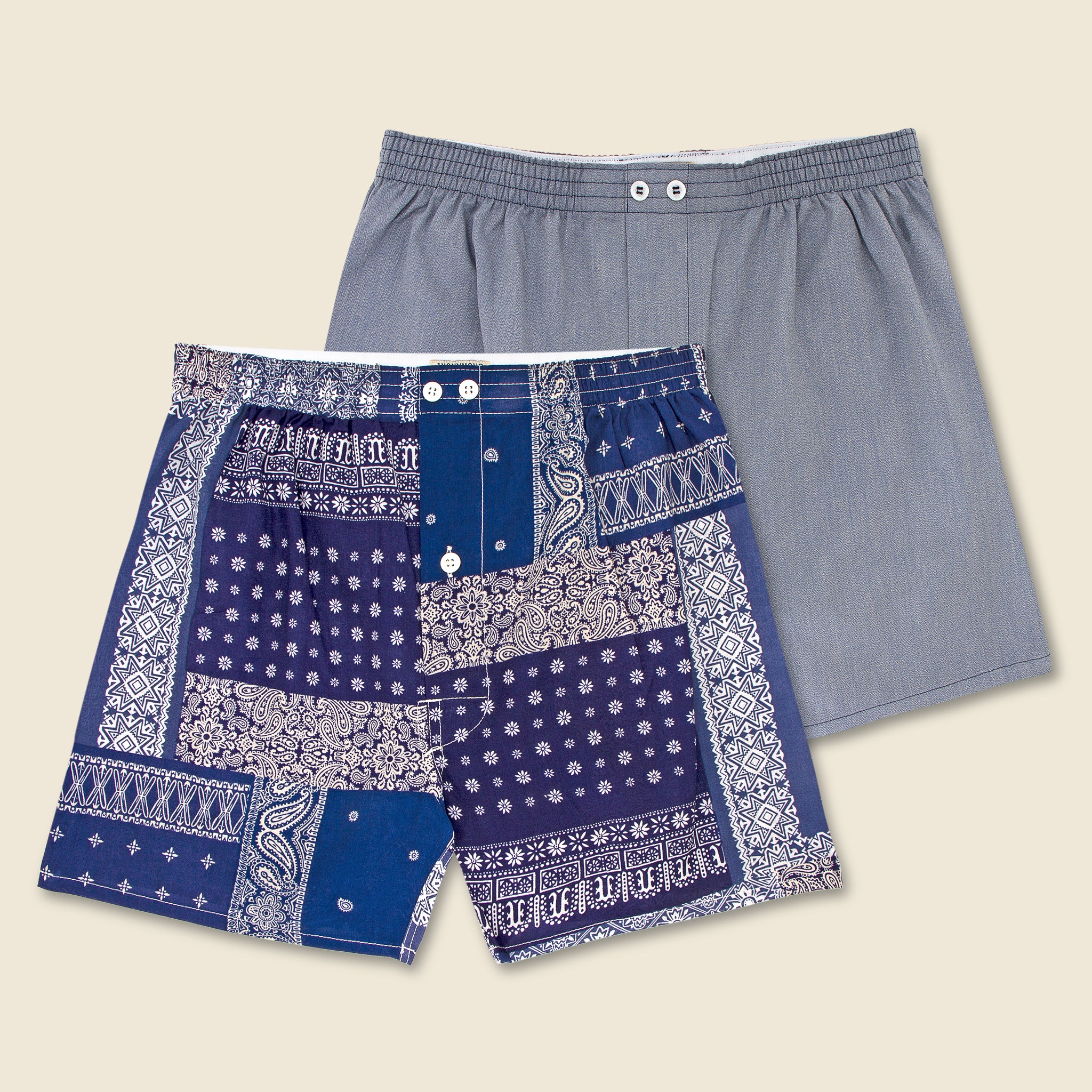 Bandana & Solid 2-Pack Boxers - Blue - Anonymous Ism - STAG Provisions - Accessories - Underwear