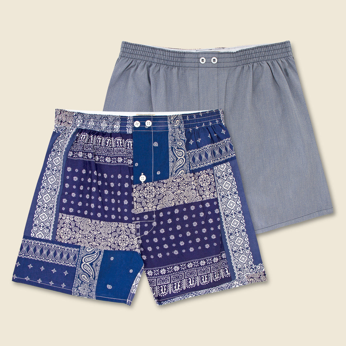 Anonymous Ism Bandana & Solid 2-Pack Boxers - Blue