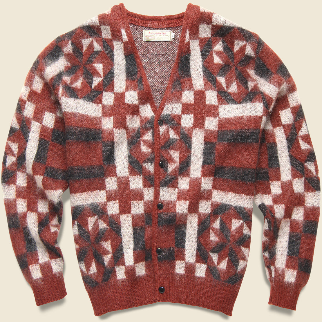 Anonymous Ism Vintage Quilt Mohair Cardigan - Red