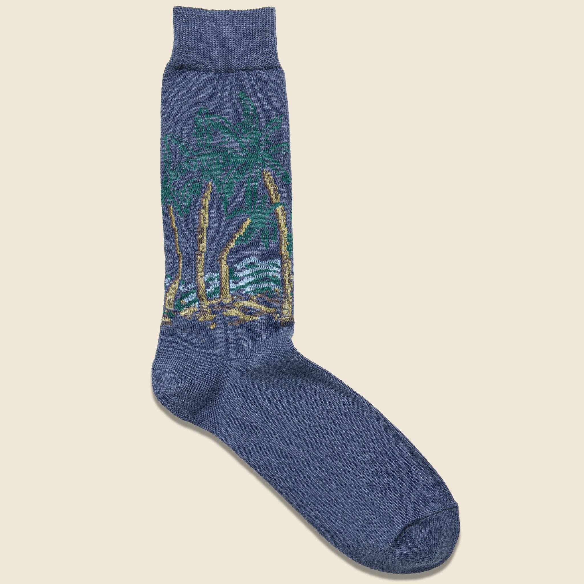 Palm Tree Crew Sock - Navy - Anonymous Ism - STAG Provisions - Accessories - Socks