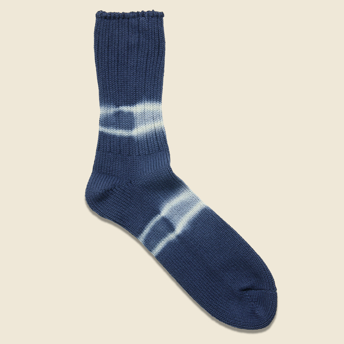 Anonymous Ism Shibori Dye Stripe Crew Sock - Indigo