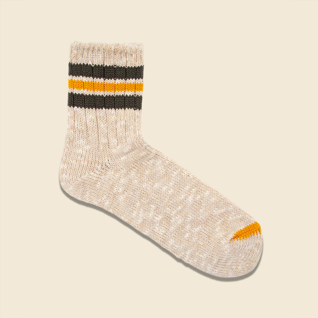 Anonymous Ism 3-Line Quarter Sock - Beige/Yellow/Army