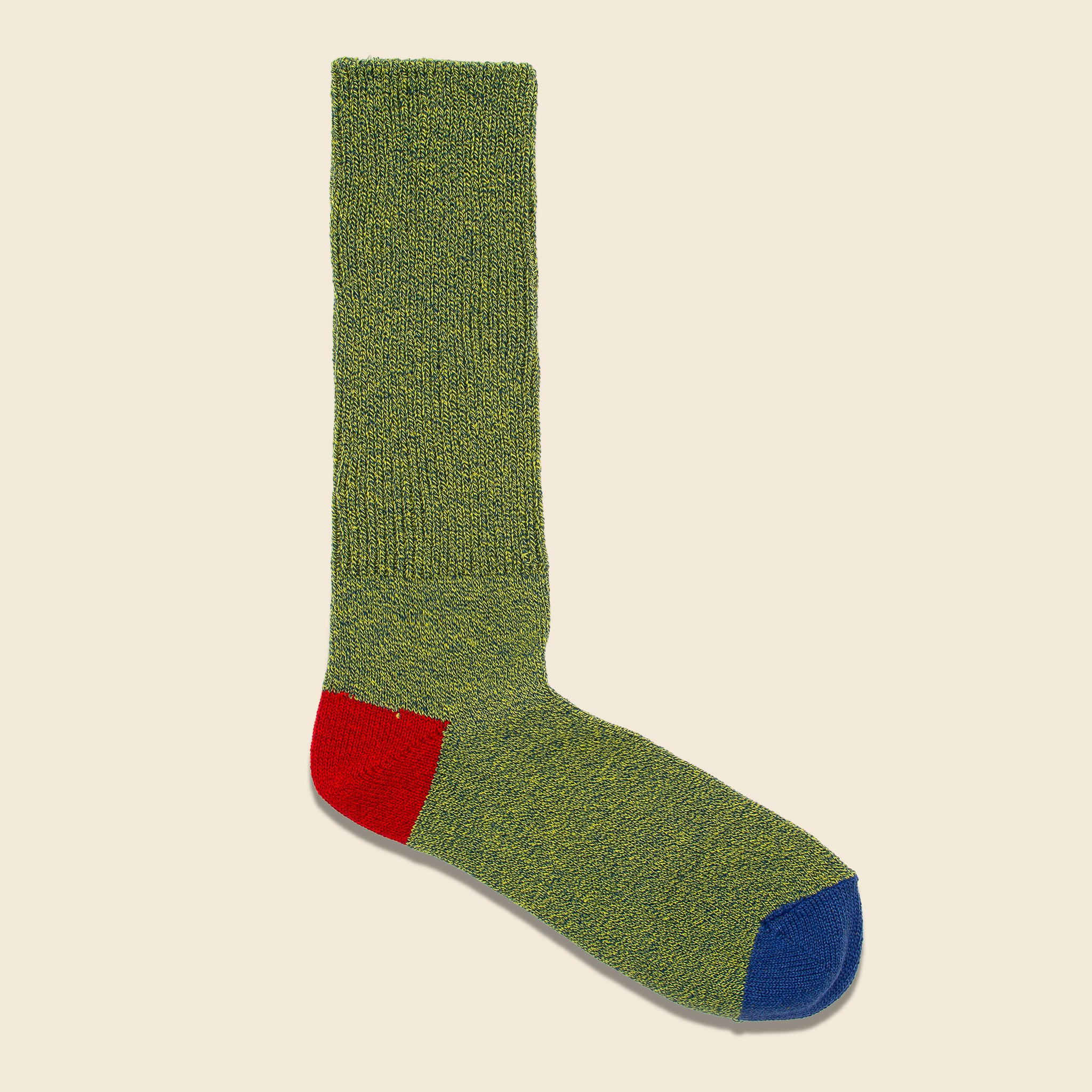 2-Point Heel/Toe Crew Sock - Green/Red/Blue - Anonymous Ism - STAG Provisions - Accessories - Socks