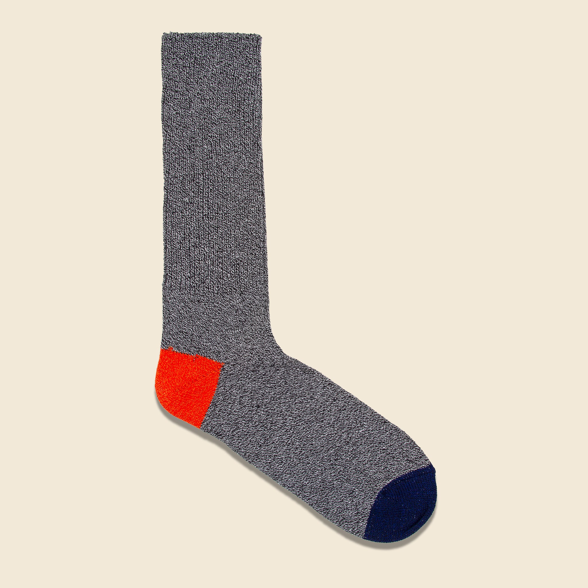 2-Point Heel/Toe Crew Sock - Grey/Orange/Navy - Anonymous Ism - STAG Provisions - Accessories - Socks