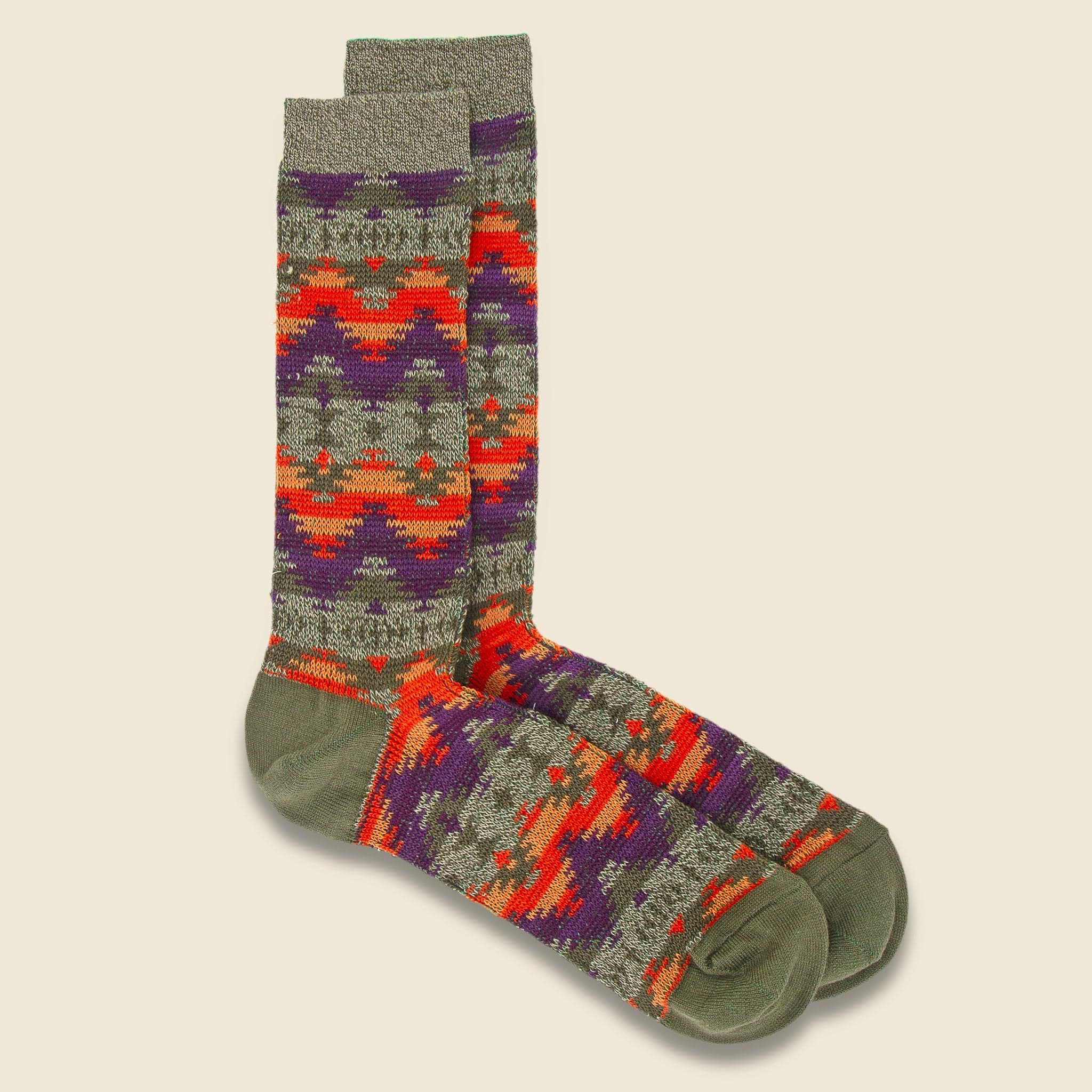 Wigwam Jacquard Crew Sock - Khaki - Anonymous Ism - STAG Provisions - Accessories - Socks