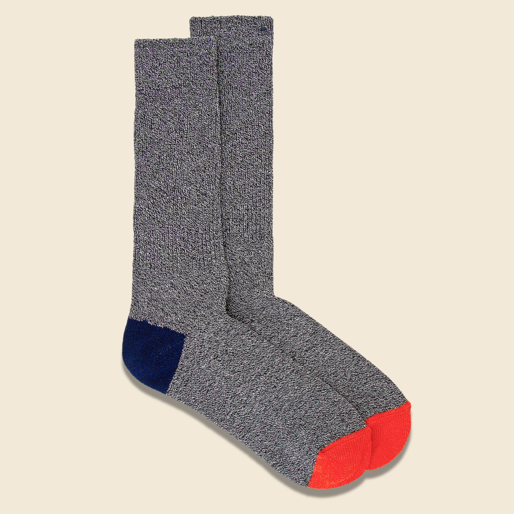 MOC 2 Points Crew Sock - Black Melange - Anonymous Ism - STAG Provisions - Accessories - Socks