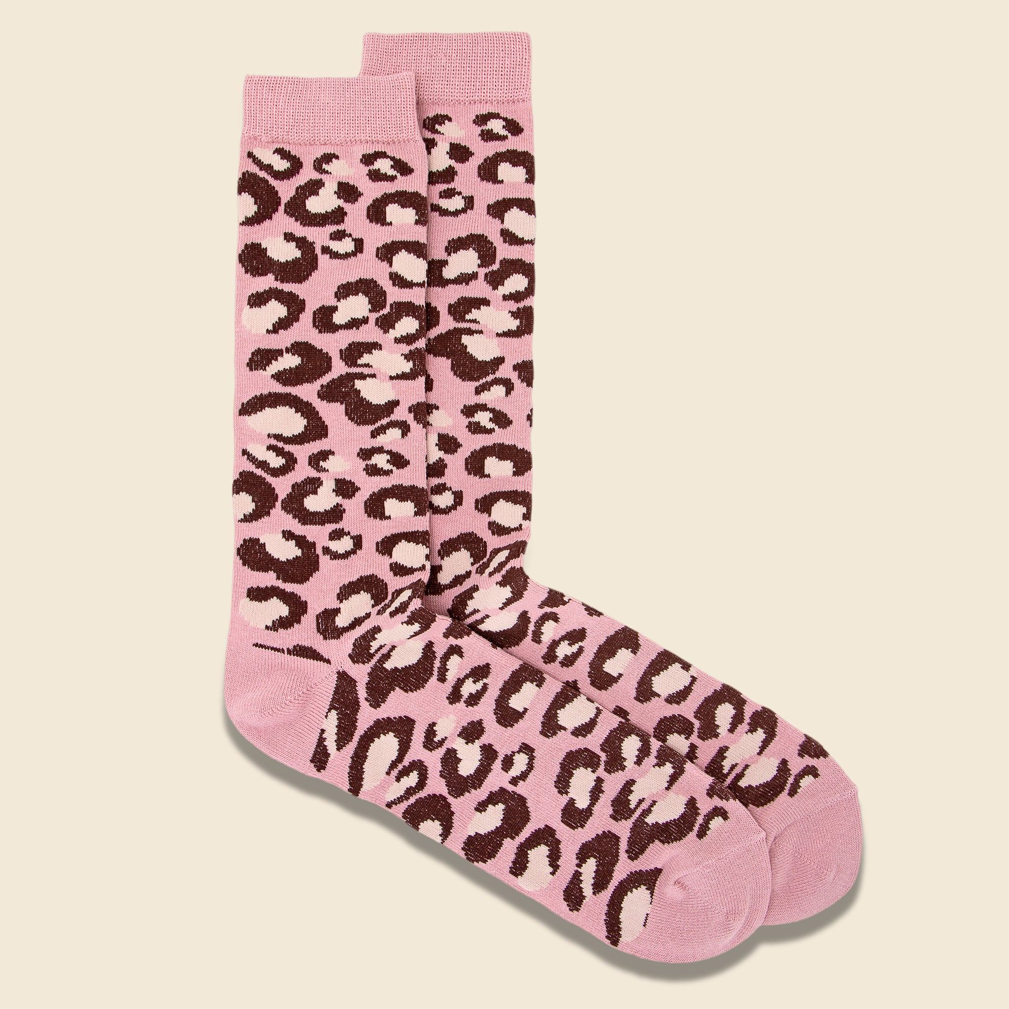 
                          Leopard Crew Sock - Pink - Anonymous Ism - STAG Provisions - Accessories - Socks
                        