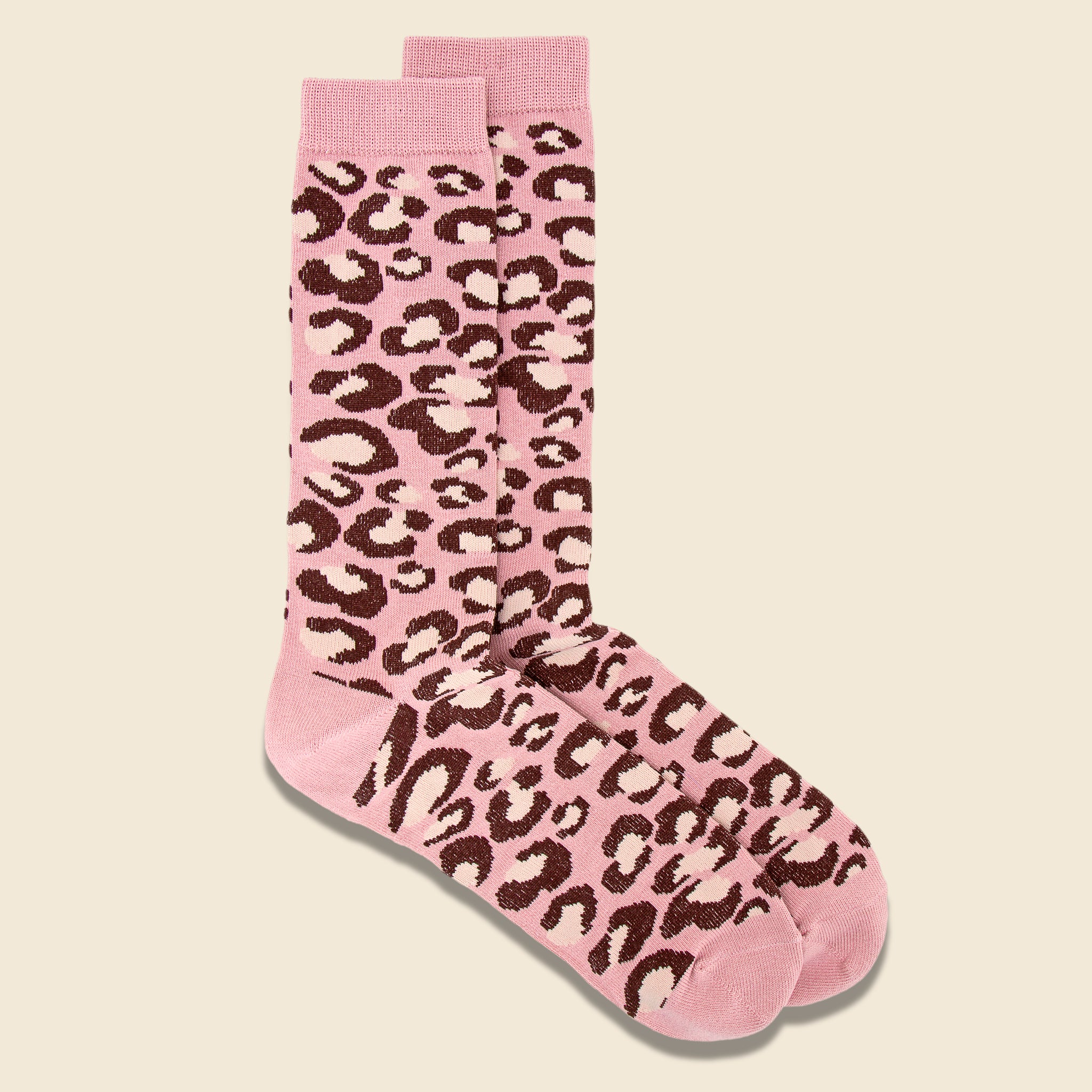 
                          Leopard Crew Sock - Pink - Anonymous Ism - STAG Provisions - W - Accessories - Socks
                        