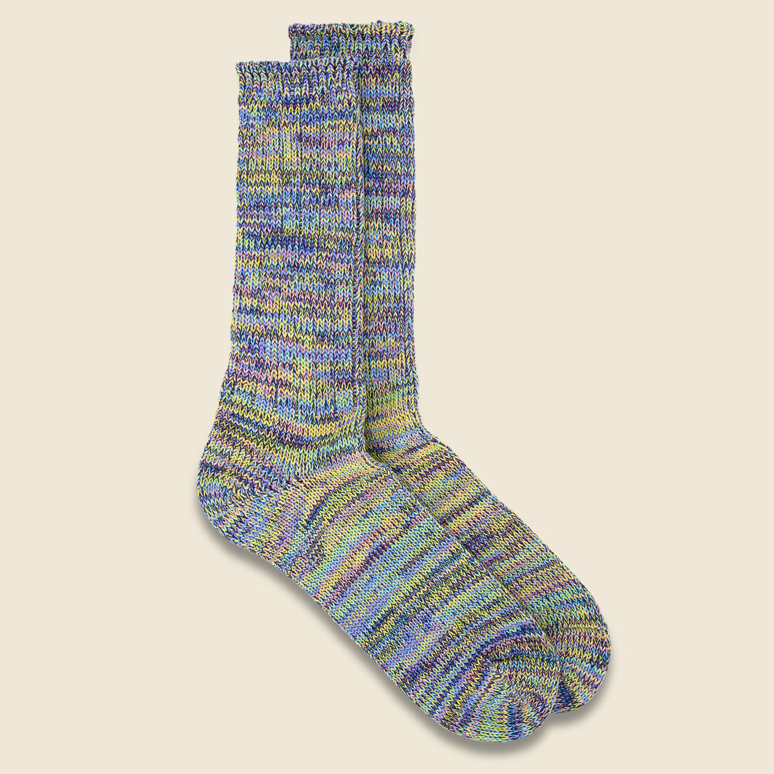Anonymous Ism 5 Color Mix Crew Sock - Sax