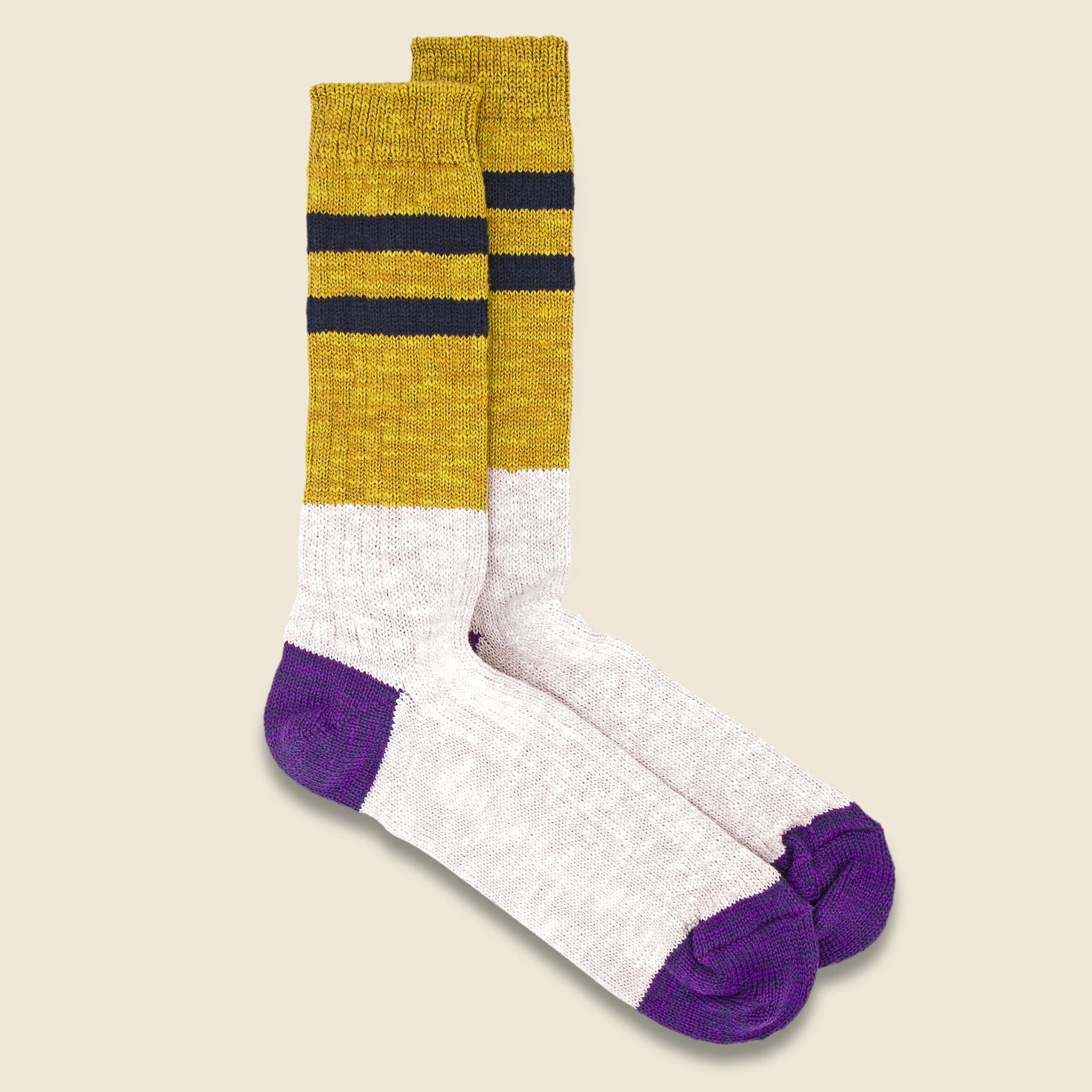 Slub Line Crew Sock - Yellow - Anonymous Ism - STAG Provisions - Accessories - Socks