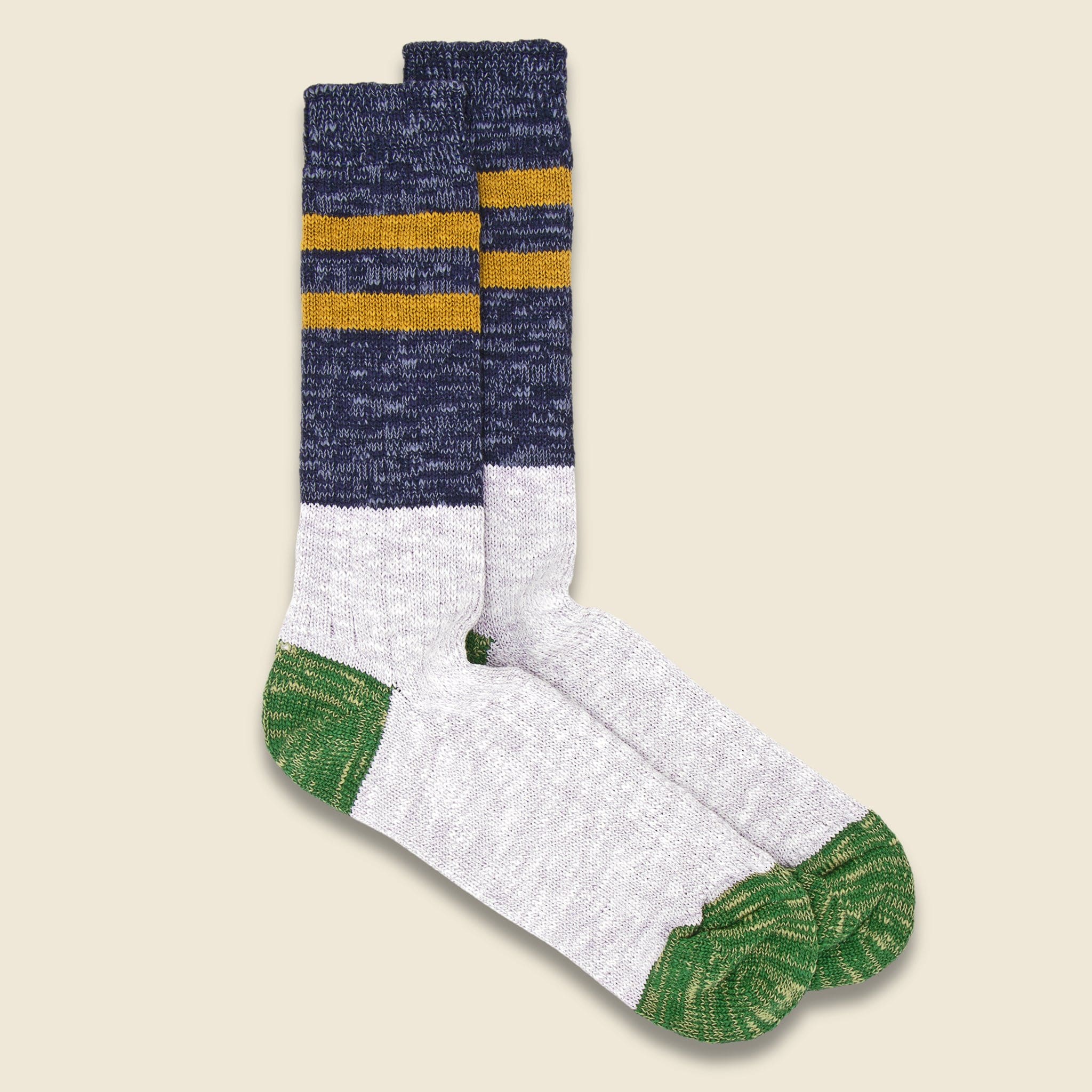 Slub Line Crew Sock - Navy - Anonymous Ism - STAG Provisions - Accessories - Socks