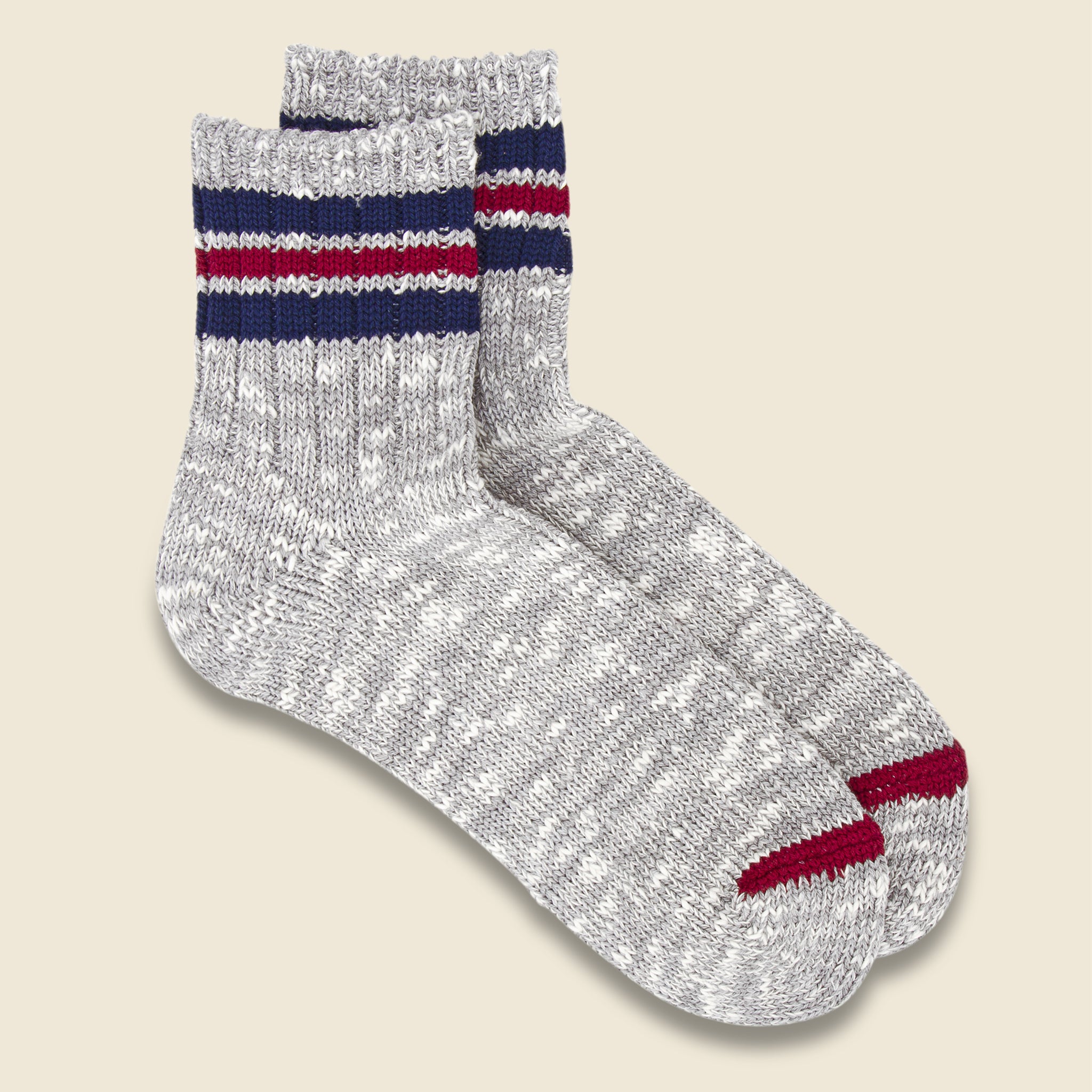 3-Line Slub Sock - Light Grey - Anonymous Ism - STAG Provisions - Accessories - Socks