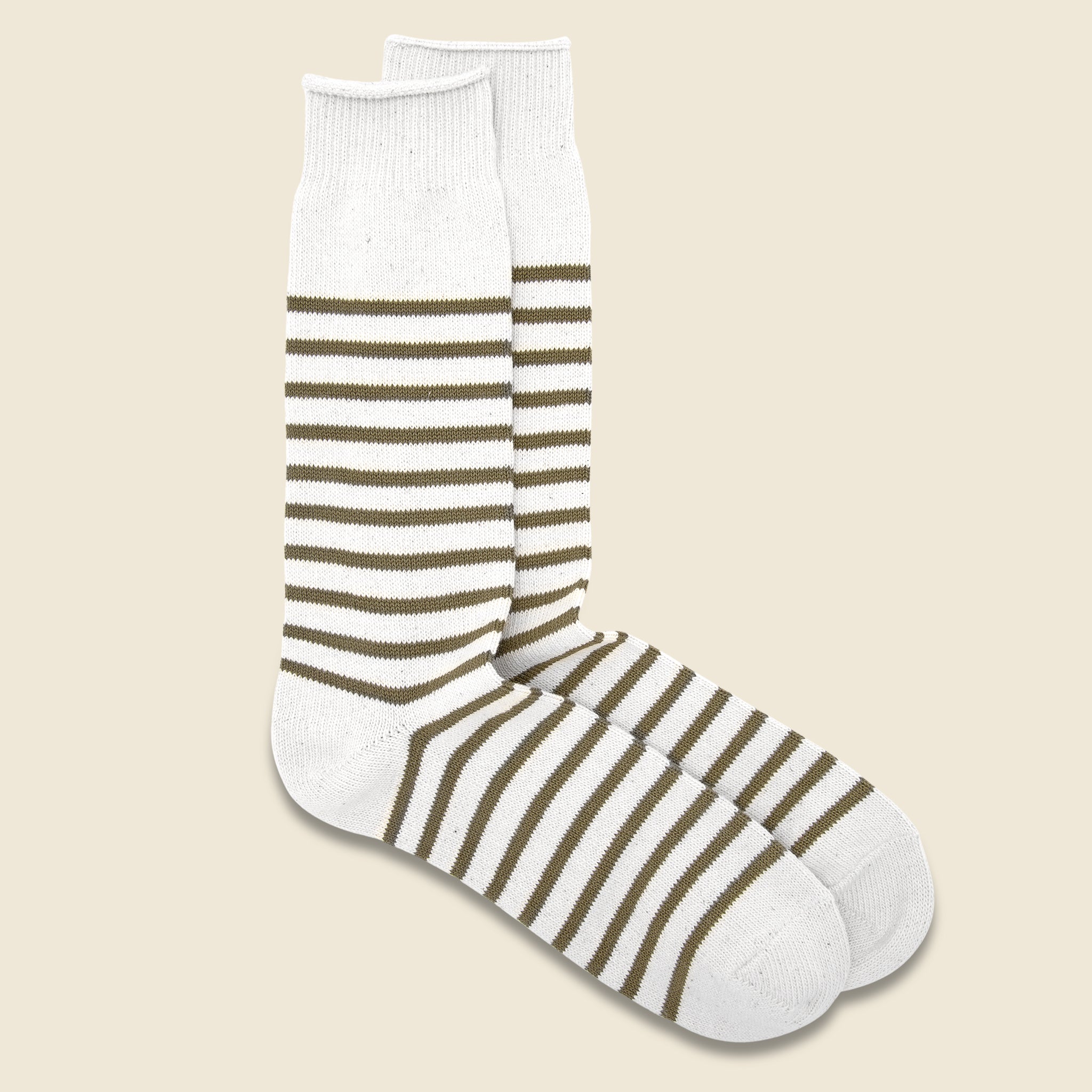 Cotton Stripes Crew Sock - Khaki - Anonymous Ism - STAG Provisions - Accessories - Socks
