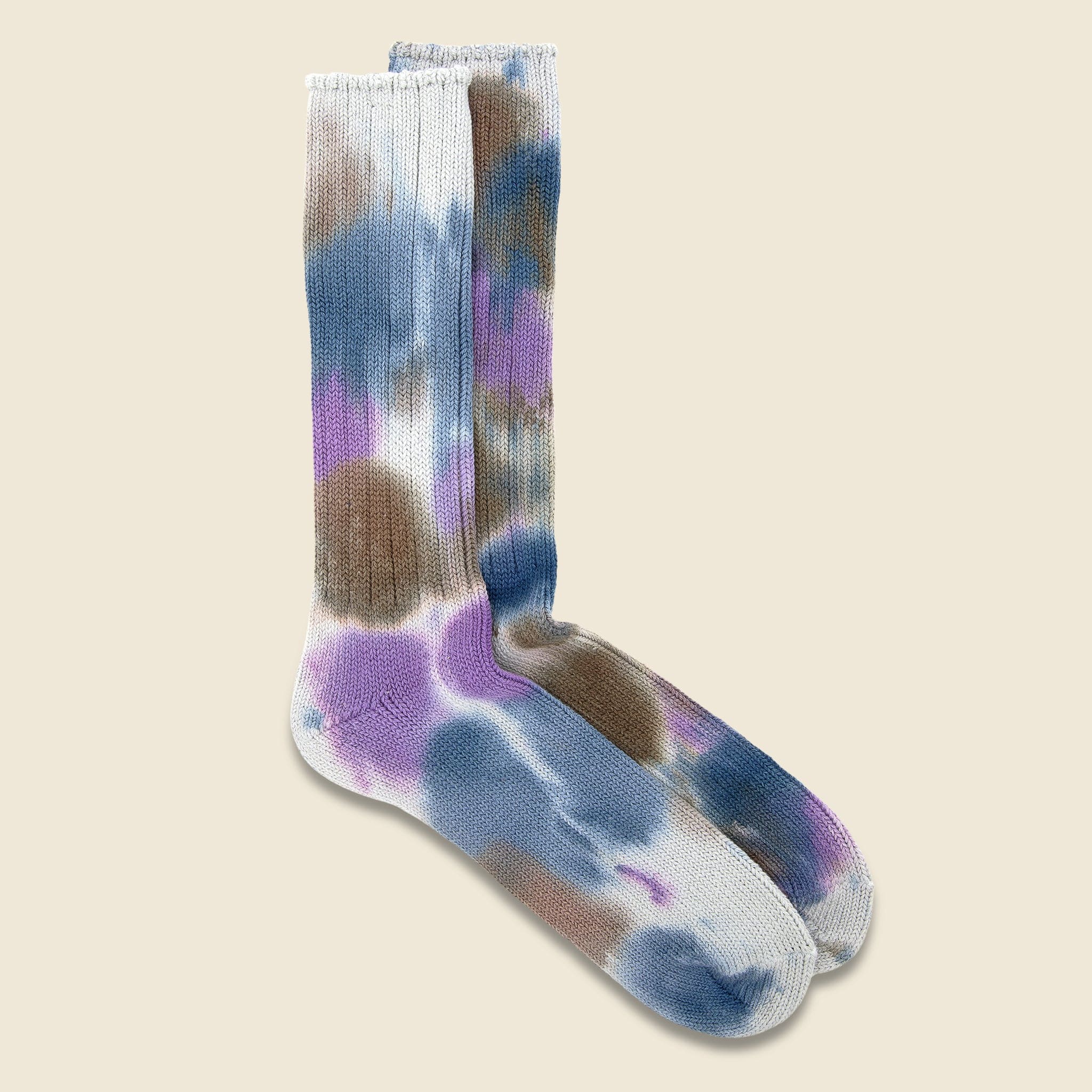 Scatter Tie Dye Crew Sock - Purple - Anonymous Ism - STAG Provisions - Accessories - Socks