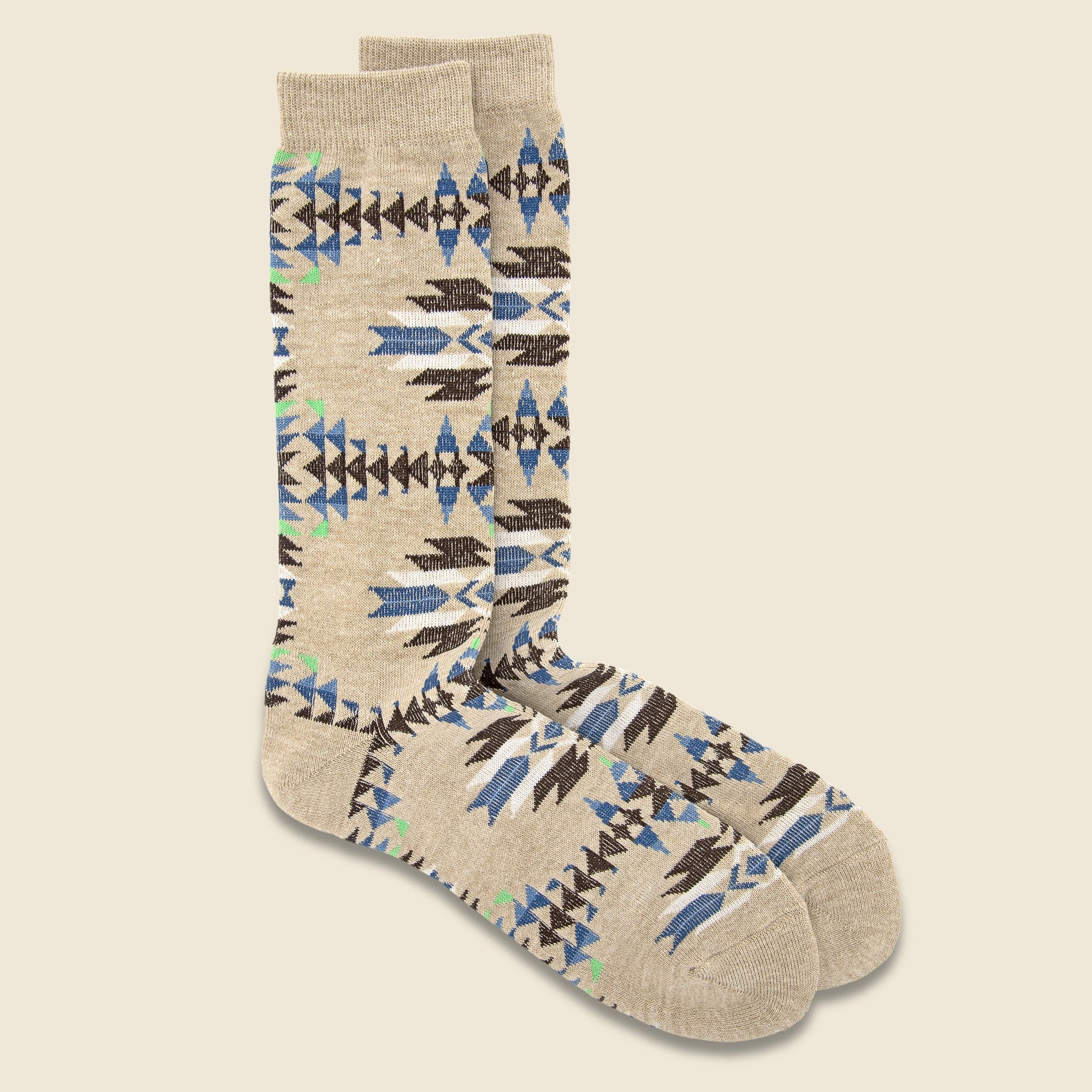 Southwest Pattern Crew Sock - Beige - Anonymous Ism - STAG Provisions - Accessories - Socks
