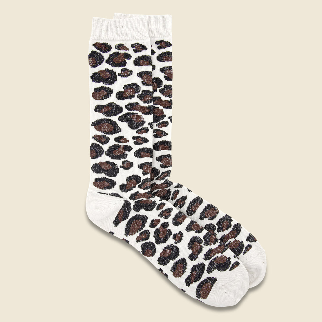 Anonymous Ism Leopard Crew Sock - Oatmeal