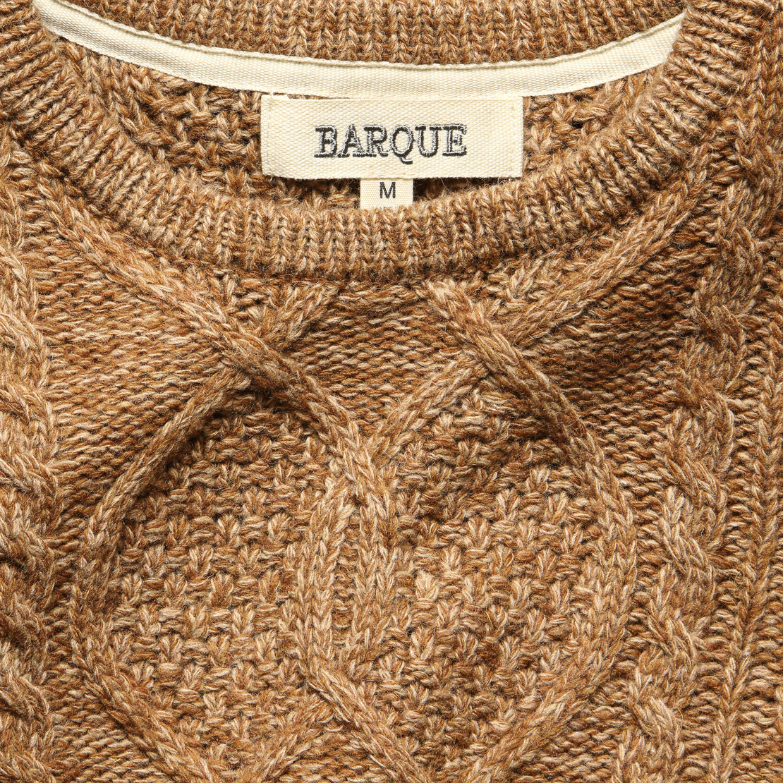 Marled Yarn Cable Sweater - Toffee