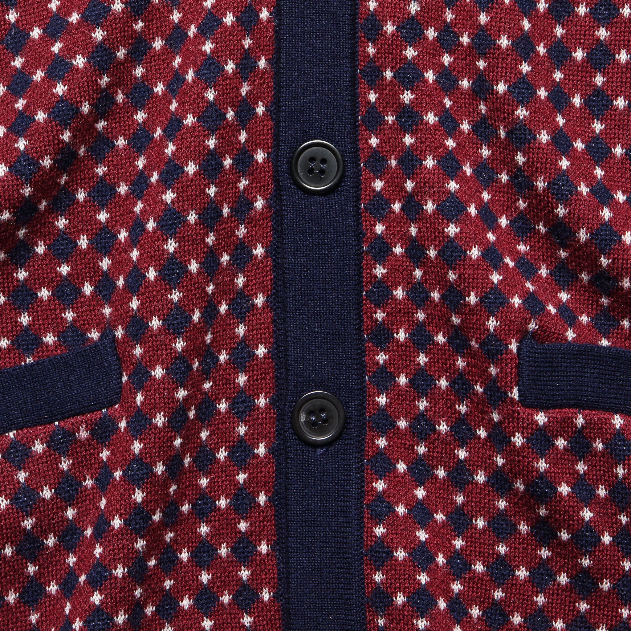 
                          Jacquard Merino Cardigan - Burgundy/Navy - Barque - STAG Provisions - Tops - Sweater
                        